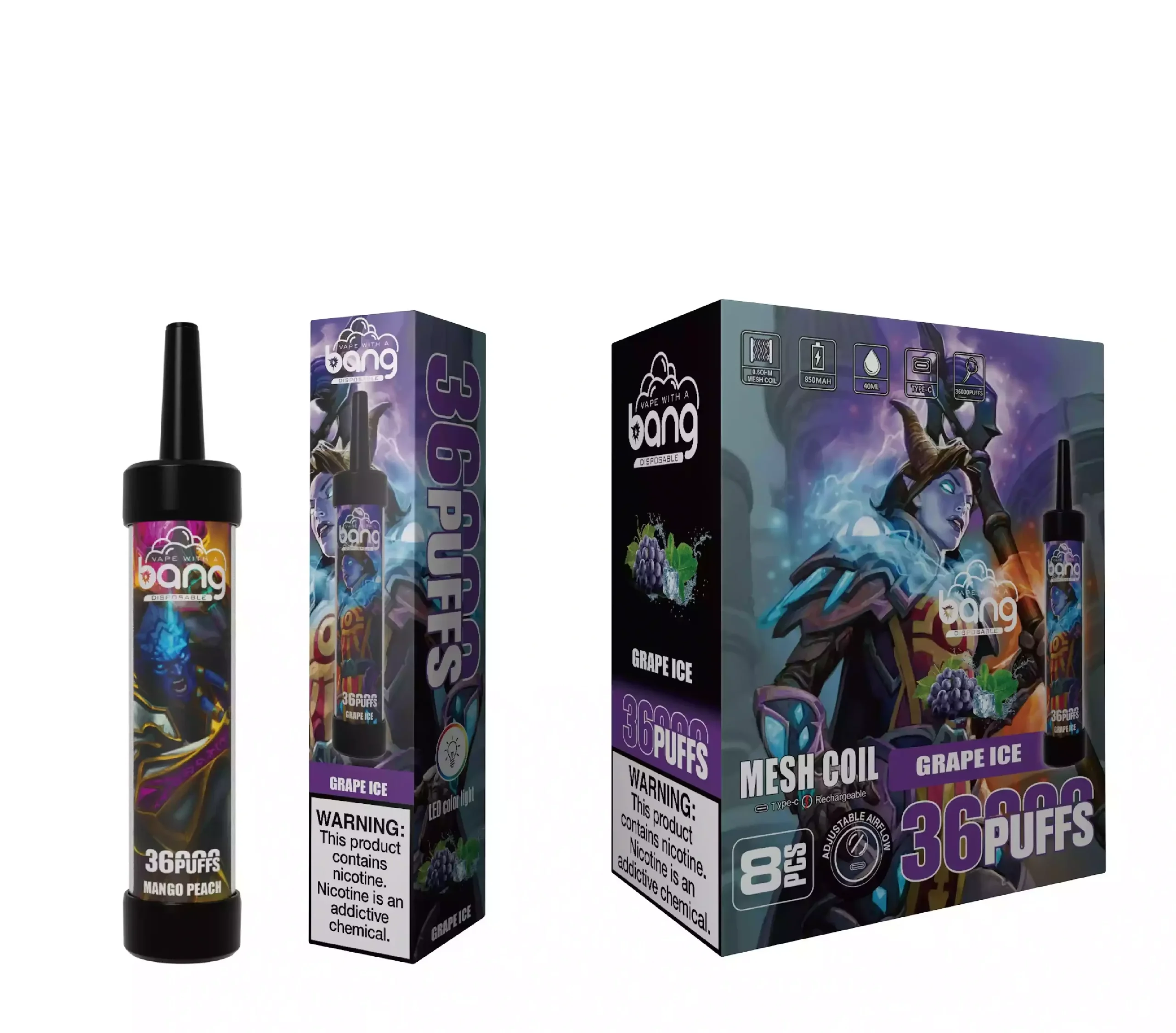 Bang 36000 Puffs Disposable Vape Mesh Coil GRAPE ICE Bang 36000 Puffs Disposable Vape Mesh Coil GRAPE ICE