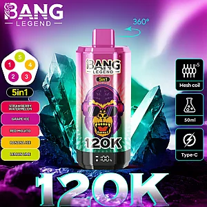 Bang Legend 120K 5 in 1 120000 Puffs Vape Strawberry Watermelon and Grape Ice and Red Mojito and Banana Ice and Lemon Lime Bang Legend 120K 5 in 1 120000 Puffs Vape Strawberry Watermelon and Grape Ice and Red Mojito and Banana Ice and Lemon Lime