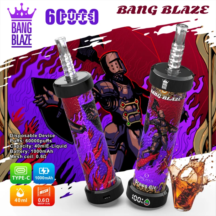 Bang Blaze 60K Puffs Disposable Vape Type-C Charging Hookah Vape Brown Ale Bang Blaze 60K Puffs Disposable Vape Type-C Charging Hookah Vape Brown Ale