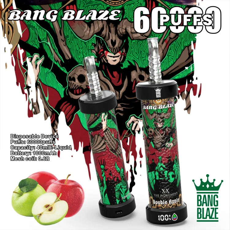 Bang Blaze 60K Puffs Disposable Vape Type-C Charging Hookah Vape Double Apple Bang Blaze 60K Puffs Disposable Vape Type-C Charging Hookah Vape Double Apple