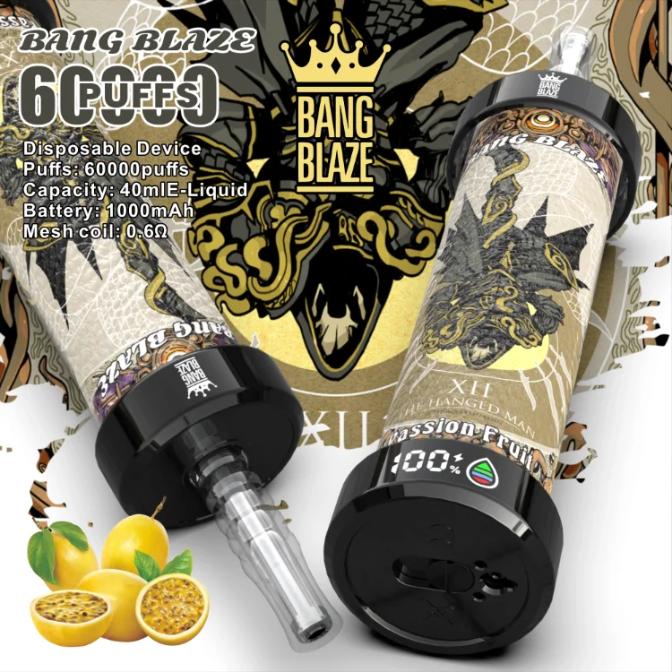 Bang Blaze 60K Puffs Disposable Vape Type-C Charging Hookah Vape Passion Fruit Bang Blaze 60K Puffs Disposable Vape Type-C Charging Hookah Vape Passion Fruit