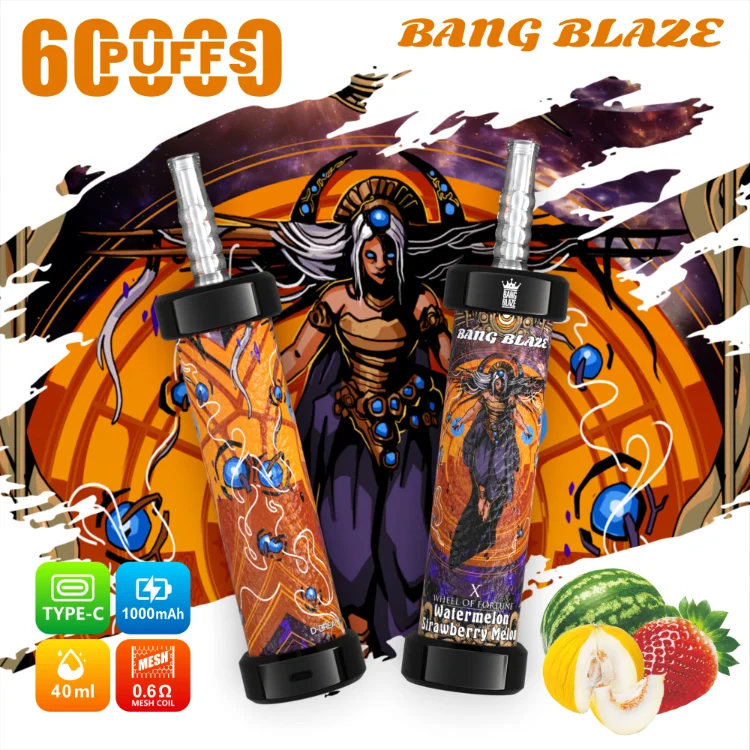 Bang Blaze 60K Puffs Disposable Vape Type-C Charging Hookah Vape Watermelon Strawberry Melon Bang Blaze 60K Puffs Disposable Vape Type-C Charging Hookah Vape Watermelon Strawberry Melon