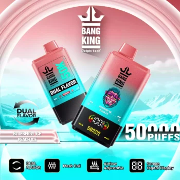 Bang King 50K Vape Dual Flavor LED Screen 50000 Puffs Disposable Vape EU Warehouse Shipping Blueberry Ice & Peach Ice
