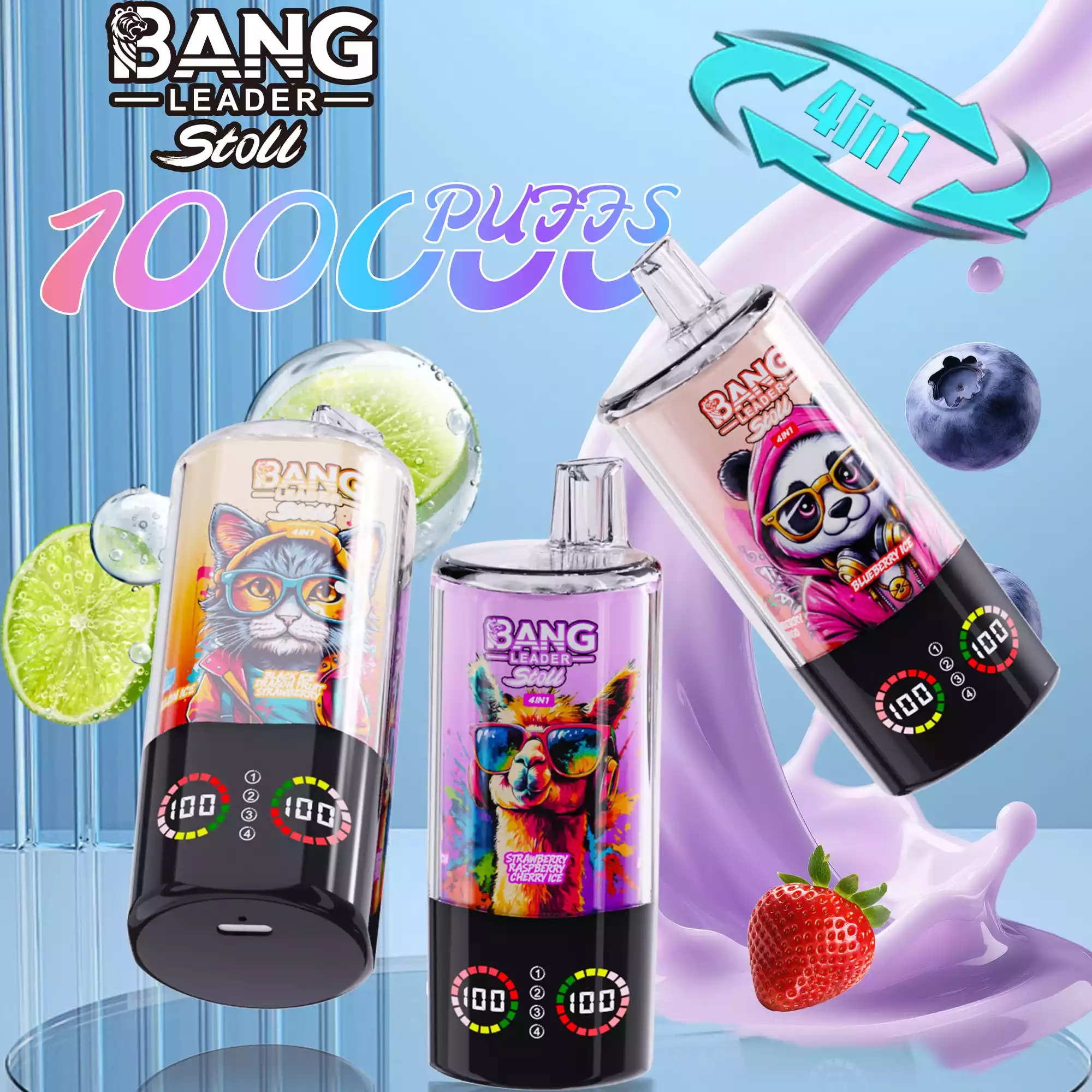Bang Leader 100K Vape 4-in-1 Flavor 100000 Puffs Disposable Vape Smart Screen Bang Leader 100K Vape 4-in-1 Flavor 100000 Puffs Disposable Vape Smart Screen