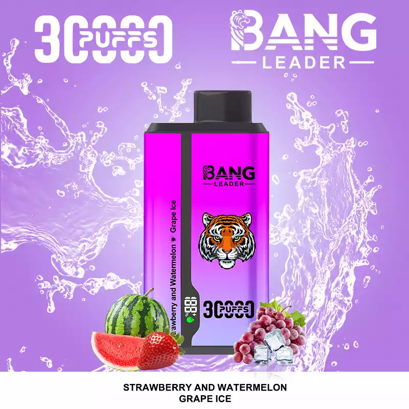 Bang Leader 30000 Puffs Disposable Vape 2-in-1 Dual Flavor Strawberry Watermelon & Grape Ice Bang Leader 30000 Puffs Disposable Vape 2-in-1 Dual Flavor Strawberry Watermelon & Grape Ice