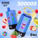 Bang Leader 300000 Puffs Disposable Vape 6-in-1 Flavors Hexagonal Design Smart Screen