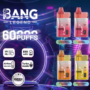Bang Legend 60K Puffs Disposable Vape Turbo Mode Refillable Pure Flavor Adjustable Airflow
